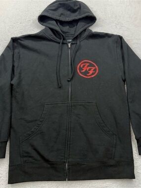 Foo Fighters Logo Black Zip Hoodie with Red Emblem